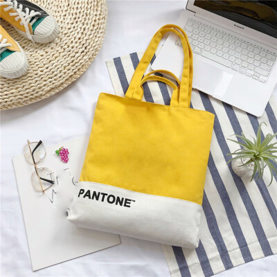 

Tailored Female Color Matching Canvas Bag Student Fashion Wild Tote Letter Shoulder Bag