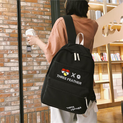 

Ins backpack female college students backpack Korean high school girls simple campus Japanese pure color backpack