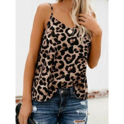 

Fashion Womens Cold Shoulder Loose T-Shirt Leopard Casual Summer Tops Blouse Tee