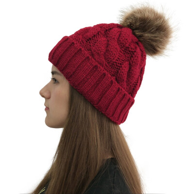 

Gobestart Women Casual Solid Stitching Outdoor Plush Ball Hats Crochet Knit Beanie Cap