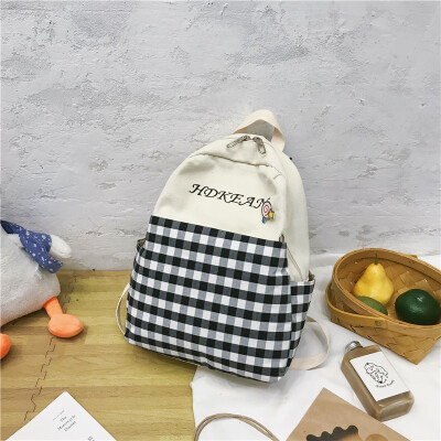 

Ins style schoolbag female Korean version of high school students simple forest department junior high school students plaid doubl