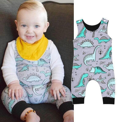 

Newborn Infant Baby Boy Sleeveless Dinosaur Romper Jumpsuit Clothes Outfits Age 0-24M