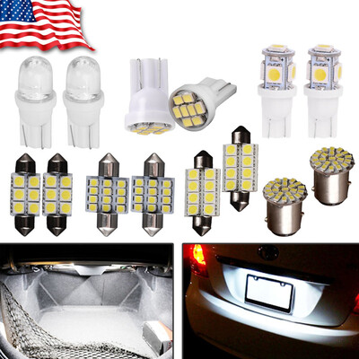 

14x White Bulbs Interior Package Kit T10 31mm Led Dome License Brake Light Bulbs