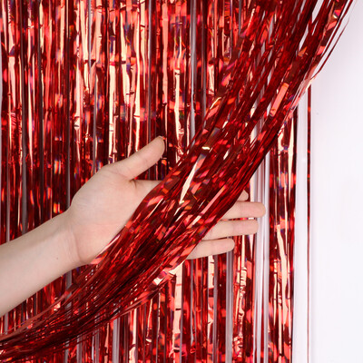 

Gobestart Foil Curtains Chrome Metal Shimmer Curtain for Birthday Wedding Party1x4m
