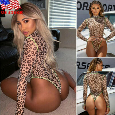 

Women Bodysuit Bodycon Jumpsuit Romper Leotard Tops Blouse Playsuit Long Sleeve