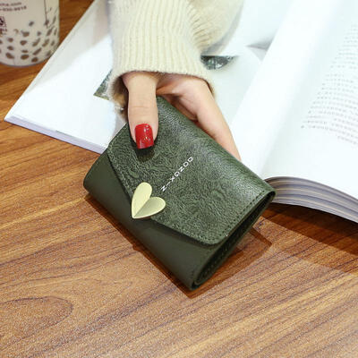 

Love Small Womens Wallet Purse Folding Student Change Coin Wallet Female Short Paragraph PU Leather Wallet