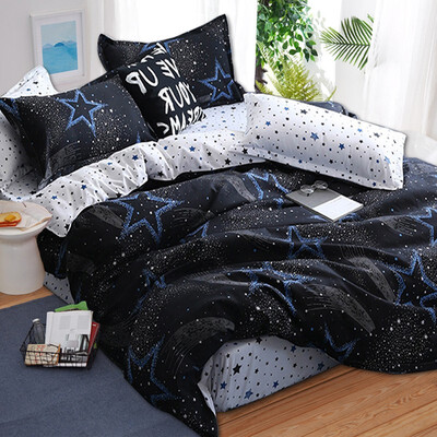 

Black star Bed Linens High Quality 34pcs Bedding Set duvet Cover Flat bed sheet pillowcase soft Twin Single full queen king