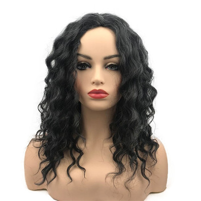 

StrongBeauty Medium Length Curly Black Ombre Synthetic Wigs for African American Women Heat Resistant Natural Looking Wig
