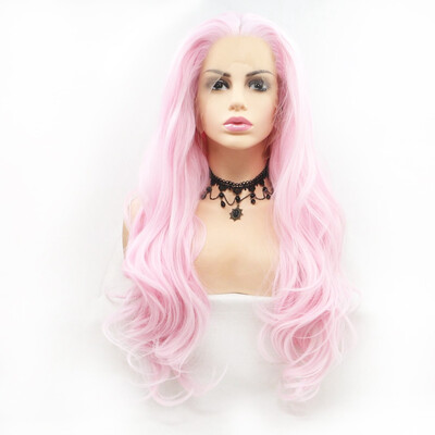 

Amazing Star Lace Frontal Wigs Long Curly Wave Luminous Color Heat Resistant Middle Part Synthetic Hair Wigs For Fashion Women