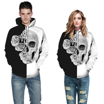 

Toponeto Halloween Women Men Couples 3D Print Long Sleeve Hoodie Sweatshirt Pullover Tops