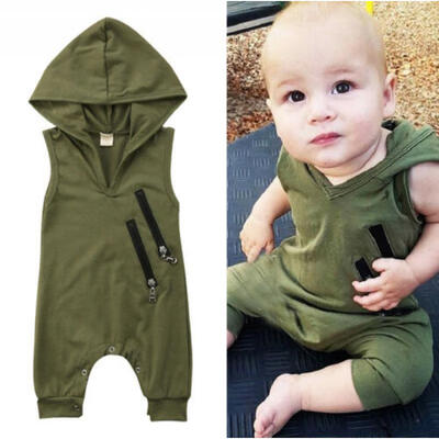 

Sleeveless Newborn Baby Boys Girls Casual Hooded Romper Jumpsuit Outfit Clothes