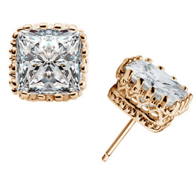 

Women Jewelry Square Zircon Earrings Elegant Ear Studs Fashion Accessories