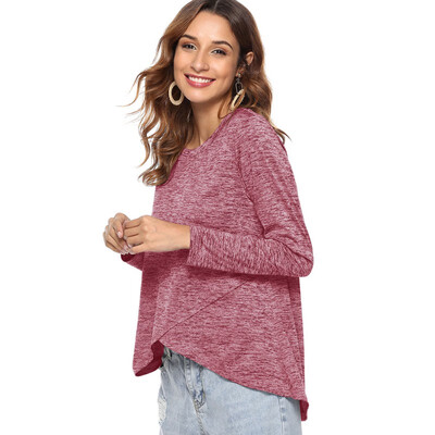 

Women 2018 Autumn Winter Fashion T Shirt Ladies Sexy O Neck Long Sleeve Split T Shirts Tops Womens Casual Tees Shirt
