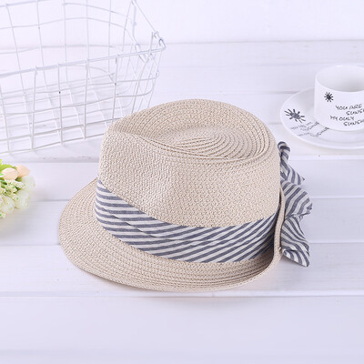 

Baita Leisure Korean Edition Butterfly Knot Straw Knitting Jazz Hat Lady Straw Hat Sunshade Sunscreen Beach Holiday Wholesale