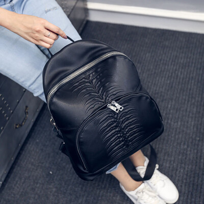 

New PU fish bone pattern backpack European&American style trend handbags womens travel backpack