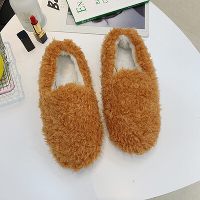 

Hairy shoes autumn&winter Korean version flat shoes flat soles velvet warm students bean shoes beans beans