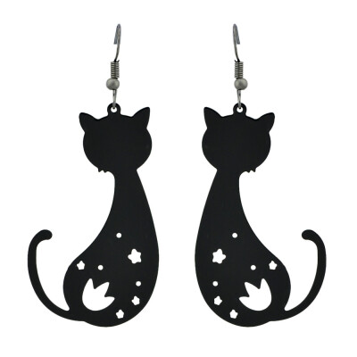 

Fashion Gold Black Color Cat Drop Earrings