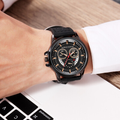 

Gobestart Men Creative Calendar Business Breathable Belt Quartz Watch