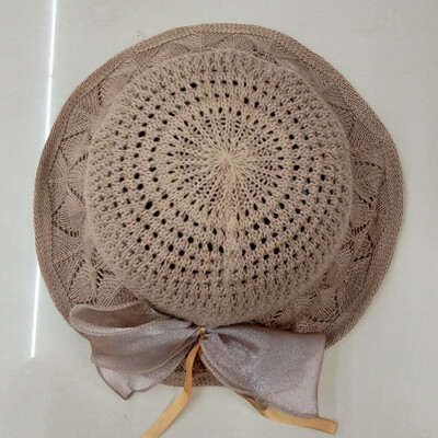 

Korean-style big bow cotton&linen sun-shading basin womens summer beach summer beach folding sun hat tide