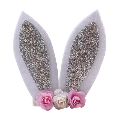 

Cute Rabbit Ears Hair Clip Sequins Girl 3D Flower Glitter Headband Headwear