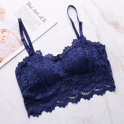 

Fashion Women Bralette Bra Female Tops Embroidery Female Sheer Lace Strap Breathable Wrapped Chest Floral Wireless Underwear Padde