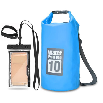 

5L 10L 15L 20L Outdoor Waterproof Dry Backpack Roll-top Floating Bag with 63 Waterproof Phone Case for Kayaking Rafting B