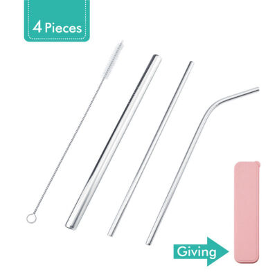 

4pcspack Colorful Stainless Steel Metal Drinking Straws Straight And Bent Reusable Filter With Brush Diy Tea Coffee Bar Tools