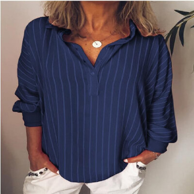 

2019 Europe&the United States foreign trade latest explosions womens shirts ebay sizzling explosions striped print long-sleev