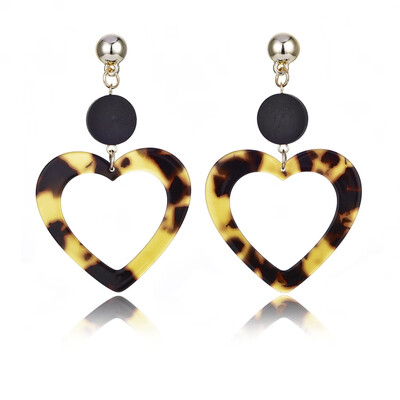 

Yellow Blue Black Acrylic Heart Piercing Earrings Punk Hollow Drop Dangle Earrings For Women Ear Jewelry Brincos