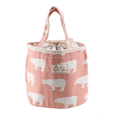 

guangxichuangshengxinfu Small Insulated Lunch Box Bags Insulated Cold Canvas Stripe Picnic Carry Case Thermal Portable Lunch Bag