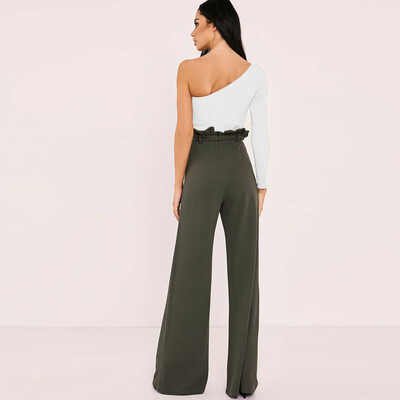 

Woman High Waist Solid With Belt Long Bodycon Pants Casual Clubwear