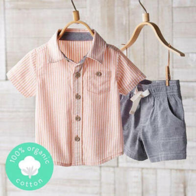 

Toddler Kids Baby Boys Striped Top T Shirt Shorts Pants Clothes Outfits
