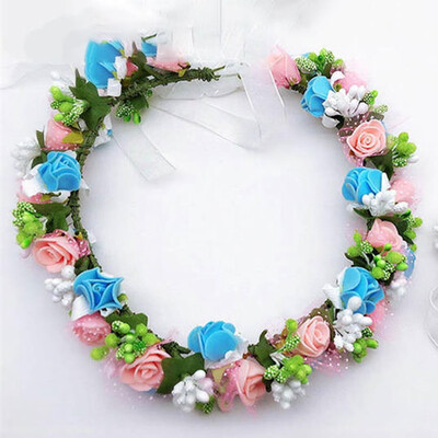 

1 Set Wedding Page Boy Flower Girl Flower Hairband Bracelet Garland Wrist Flowers Lace Hair Ring