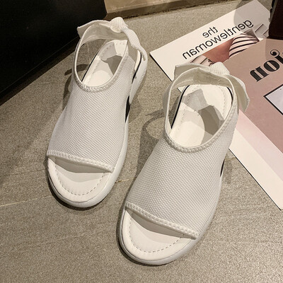 

Chic Fairy Fish-Mouth Sandals Female Summer Students Joker Korean Flat Bottom Simple Leisure Female Shoes