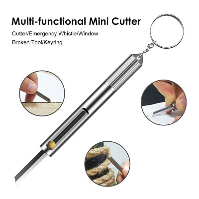 

Multi-functional Mini Cutter Emergency Whistle Keychain Window Broken Tool Outdoor Portable Gadget Tool