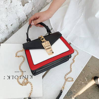 

High-end sense bag diagonal across the ocean texture fashion bag female 2019 new shoulder portable color chain small square bag