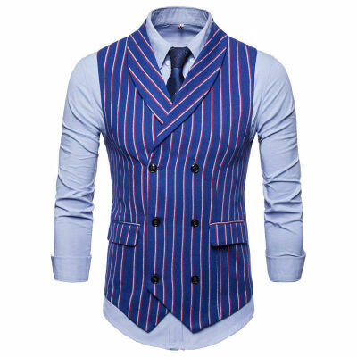 

Plus Size Men Formal Dress Vest Double Breasted Plaids Checks Waistcoats Costume