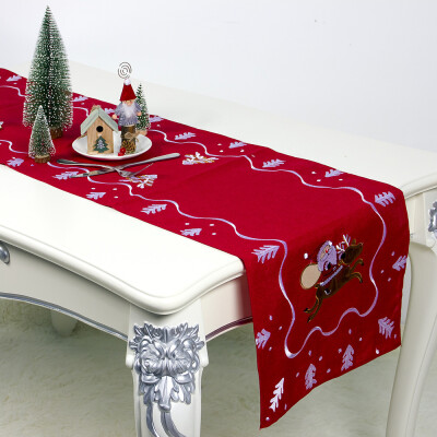 

Embroidery Table Runner Christmas Table Cloth Cover for Home New Year Decoration