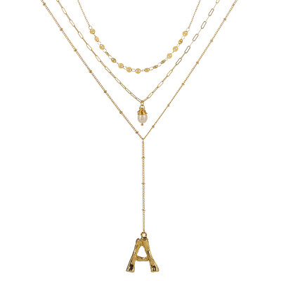 

Gold Color Initial natural freshwater pearl Necklace Personalized Letter Necklace Jewelry For Women Accessories Girlfriend Gift