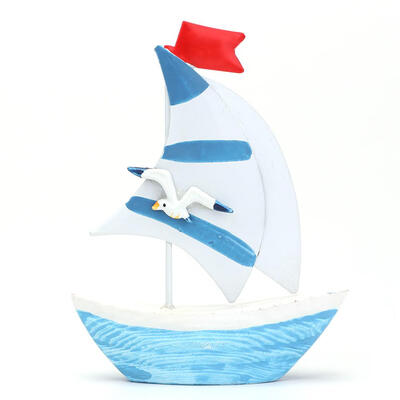 

Mediterranean Style Tin Small Sailboat Resin Crafts Ornaments Home Decor
