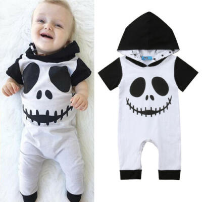 

Newborn Baby Boy Halloween Costume Ghost Hooded Romper Jumpsuit Bodysuit Outfits