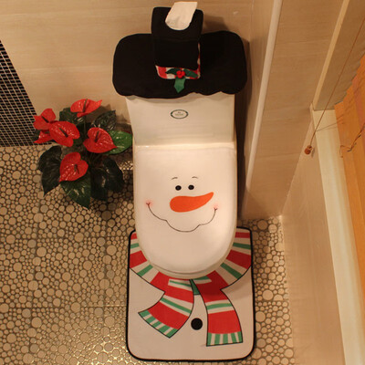 

Christmas Toilet Seat Decor Cover Set Lovely Fancy Santa Rug Bathroom Contour Rug Natal Navidad Christmas Decoracion New Year