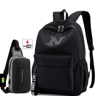 

Luminous gradient schoolbag mens shoulders junior high school students Korean backpack high school students large capacity mens