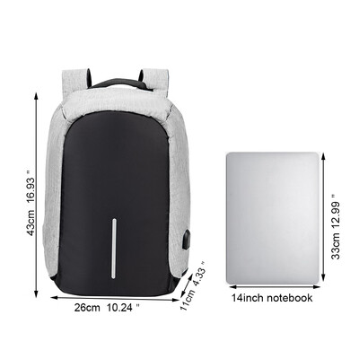 

Unisex Anti-Theft Backpack Laptop USB Port Charger Travel Oxford School Bags
