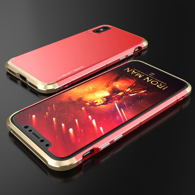 

Luxury For Apple iPhone X Case 360 Full Protection 3 in 1 Aluminum Metal PC Hard Slim Hybrid Slim Back Case Cover For iPhone X