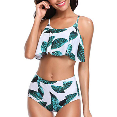 

Roseonmyhand Women Print Tube up Two Pieces Bikini Push-Up Swimsuit Swimwear Beachwear