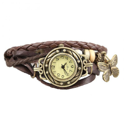 

Vintage Wristwatch Butterfly Pendant PU Leather Watch Women Ladies Dress Quartz Wrist Watches Relojes Mujer Jewelry Bracelet
