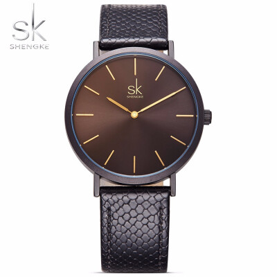 

Shengke Brand Fashion Ladies Watches Elegant Female Quartz Watch Women Thin Leather Strap Watch Montre Femme Marble Dial SK 2019