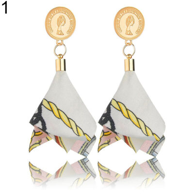 

Fashion Portrait Multicolor Printed Scarf Fabric Cloth Dangle Earrings Jewelry