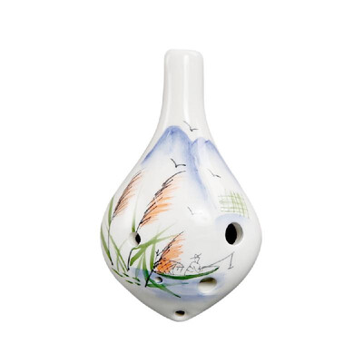 

6 Holes Ceramic Ocarina Alto C Wine Bottle Style Hand Painted Musical Instrument with Lanyard Music Score For Music Lover&Lear